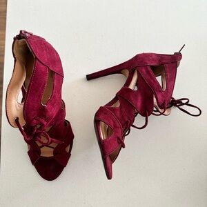 Express Lace Up Suede Heels
